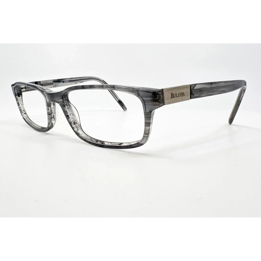 Bulova Eyeglass Frames Mens Grey Montego Bay Marble Rectangular 54-18-140